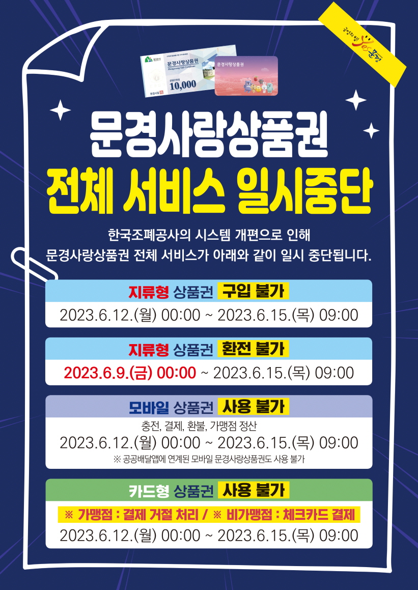 0607 실과소 추가 사진자료 1(문경사랑상품권 서비스, 12~15일 일시 중단)-일자리경제과.jpg